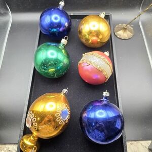 Mixed Lot Of 6 Large‎ Vintage Glass Ornaments 3.5"